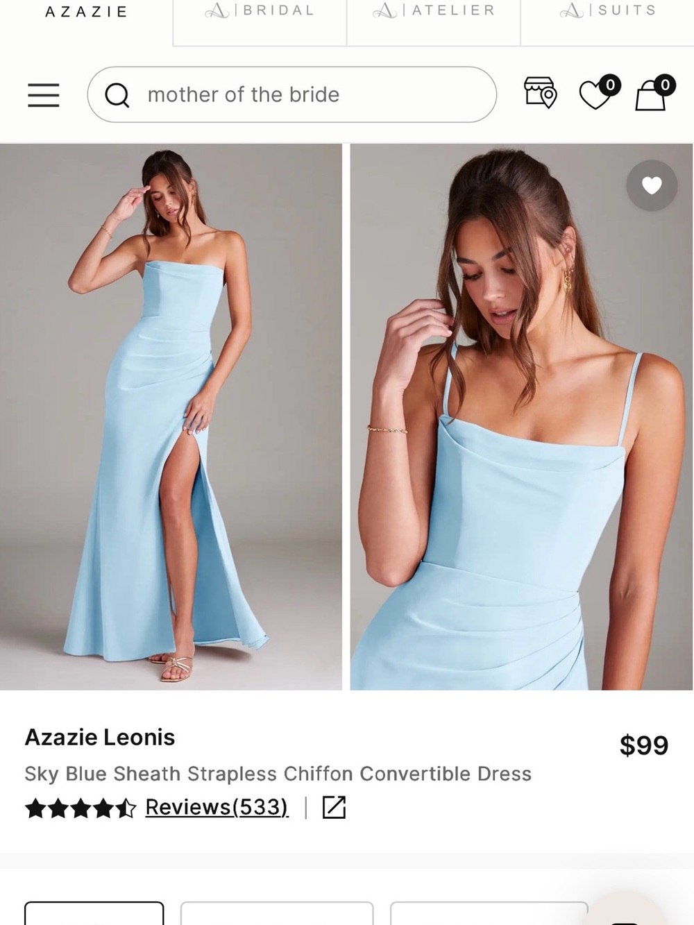 Azazie Leonis Sky Chiffon Dress